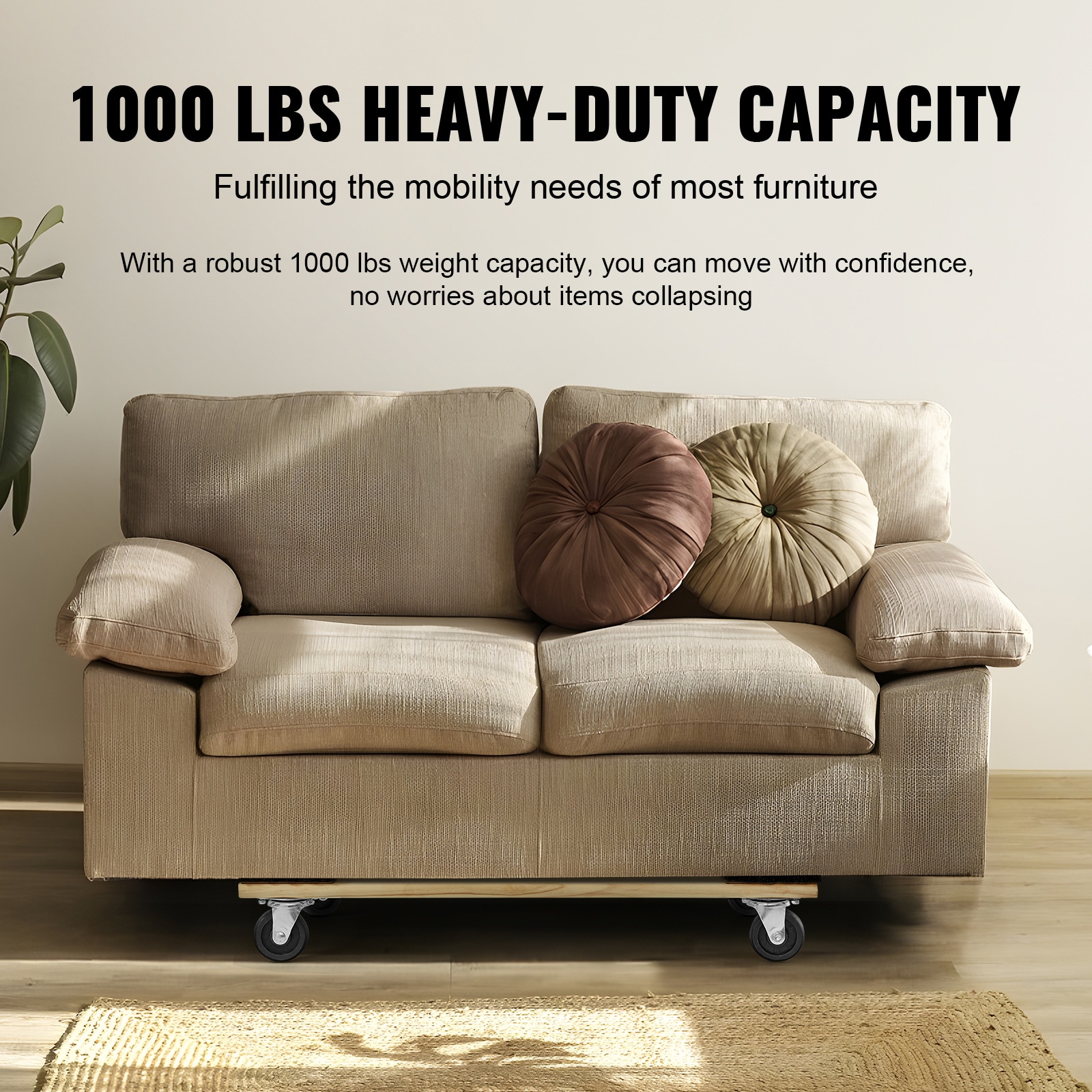 Furniture Dolly, 1000 Lbs Load Capacity, 18" X 30", 4 X 3" PP Swivel Casters, Heavy Duty Hardwood Furniture Moving Dolly, Mover's Dolly, Moving Cart With Wheels For Heavy Furniture Home Cleaning_maomaolike.com